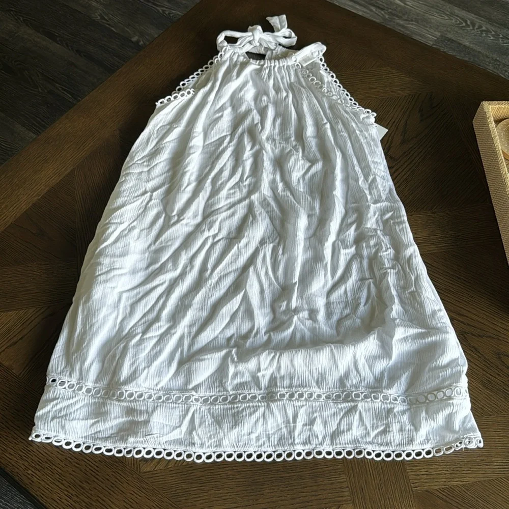 La Blanca Illusion Crinkle Cover-Up Dress, White, X-Small, $93